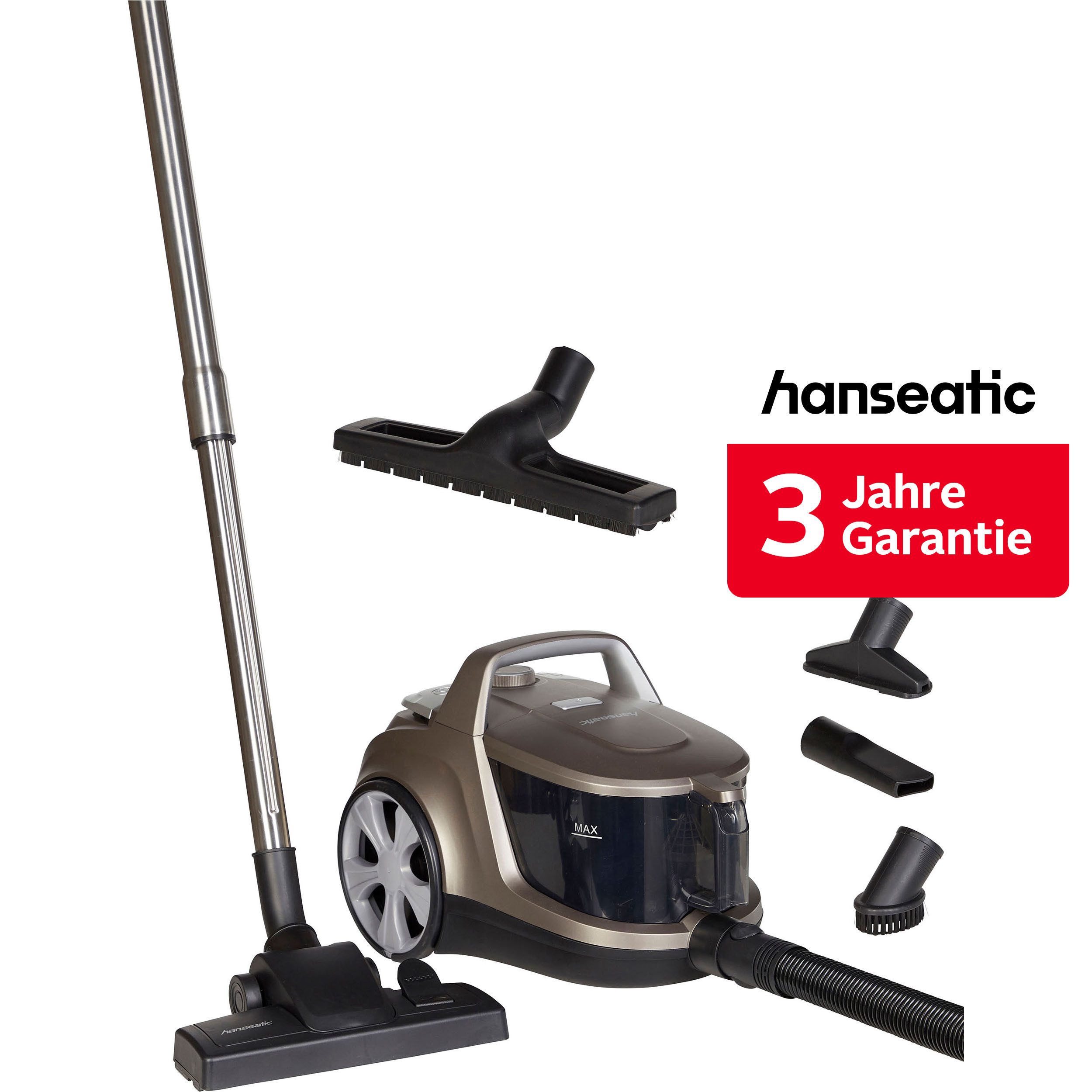 Hanseatic Bodenstaubsauger auf Knopfdruck leerbar, Trockensaugfunktion, beutellos, 700 W, beutellos, inkl. 3 Jahre Herstellergarantie