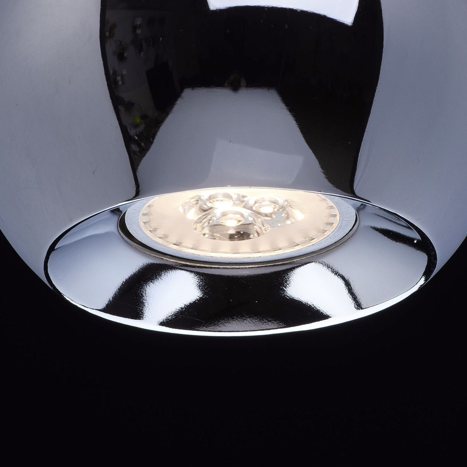 Licht-Erlebnisse Pendelleuchte BOWL, lm Metall 270 Retro Hängelampe GU10 4000 K Hängeleuchte Chrom Neutralweiß