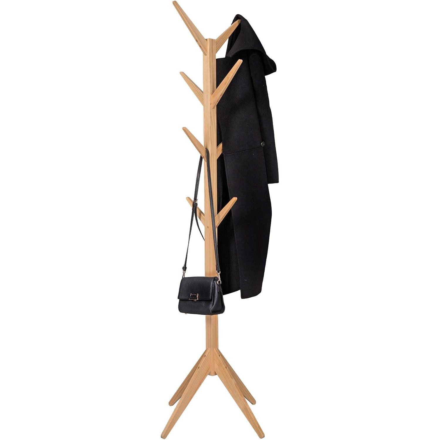 Woltu Kleiderständer, (1 St), mit 8 Haken, 180cm Höhe, aus Massive Holz