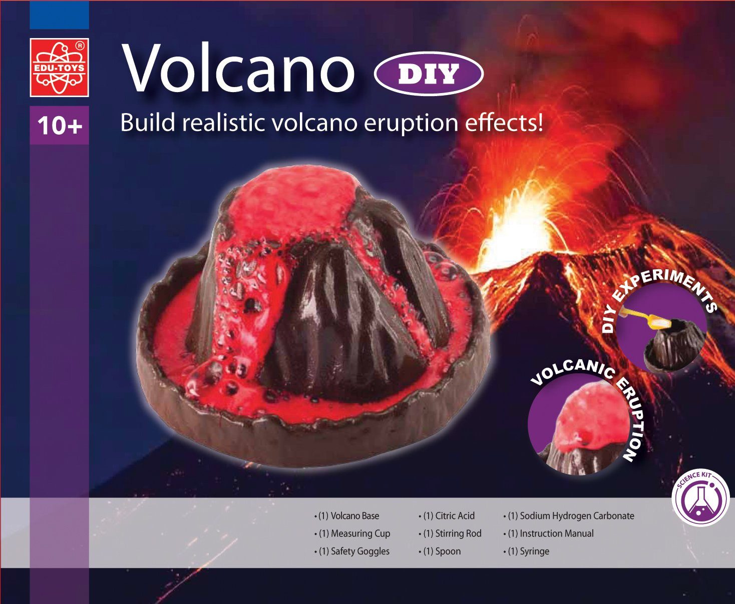 Edu-Toys Experimentierkasten Vulkan mit echter Haushaltmittel Haushaltsmitteln mit (Experimentierkasten, ersetzbar), sind eindrucksvolle Experimentierzutaten Ergebnisse durch Eruption Experimentierkasten, 1-tlg