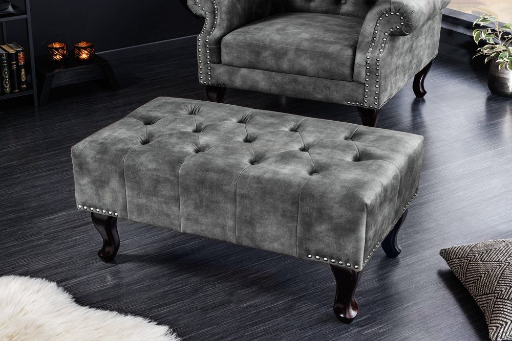 riess-ambiente Fußhocker CHESTERFIELD 80cm grau / günstig online kaufen
