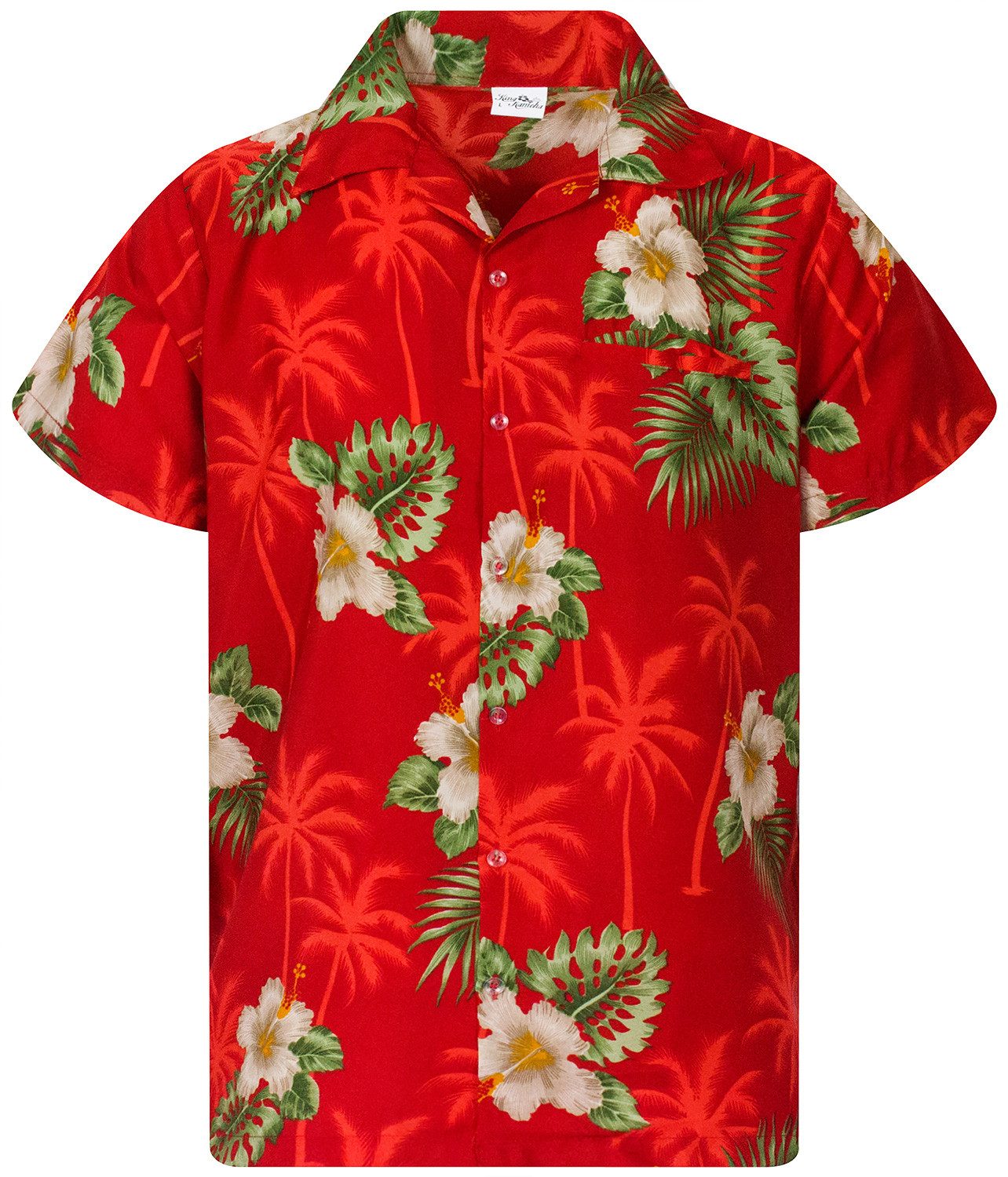 King Kameha Hawaiihemd "Small Flower" Funky Hawaii-Hemd Herren Kurzarm Fronttasche Sommerhemd