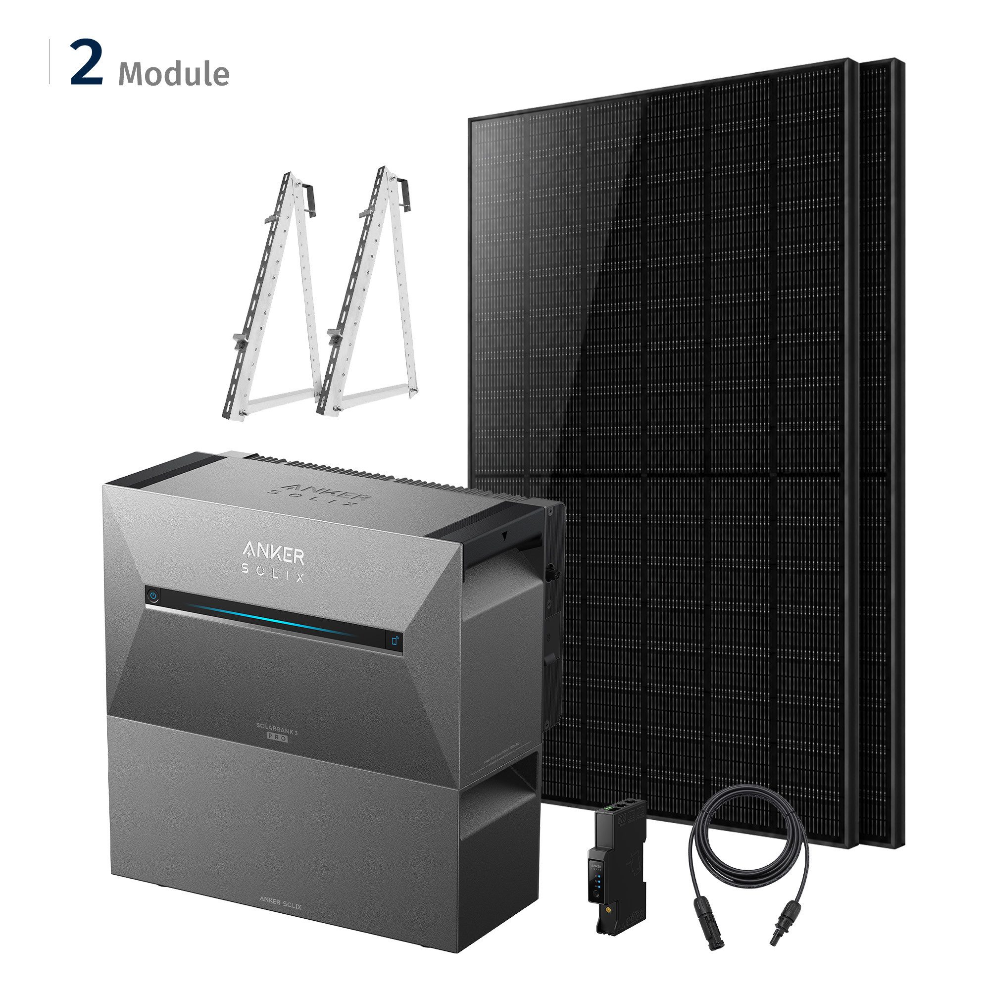 SolarMars Solaranlage 1000W Balkonkraftwerk mit Speicher Anker Solix Solarbank 3 E2700 Pro, (mit optionaler BP2700 Erweiterungsakku), mit intelligenter KI zur dynamischen Überwachung des Stromverbrauchs