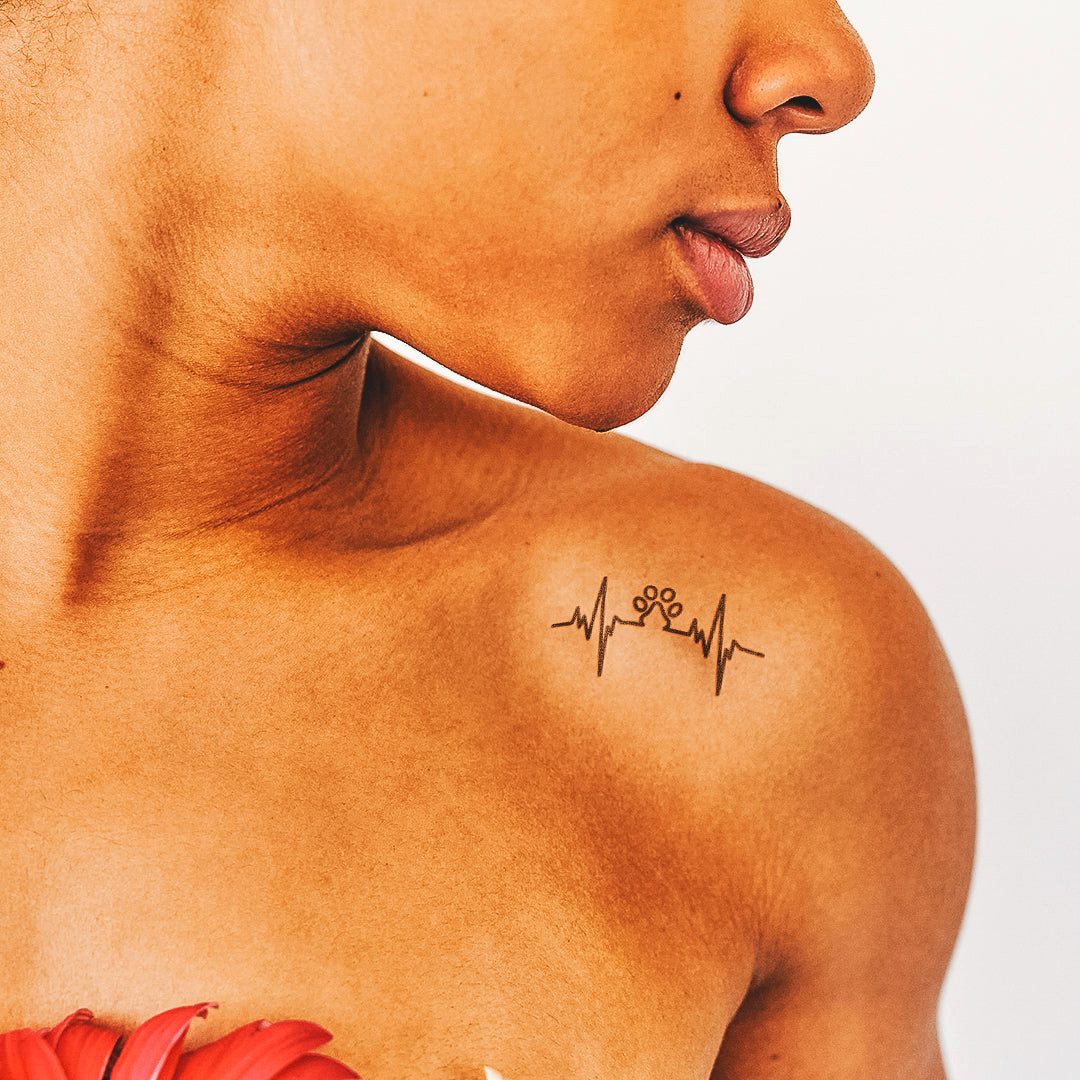 Inkster Schmuck-Tattoo Pfotenherzschlag, wasserfestes temporäres Tattoo, 2 Wochen Halt