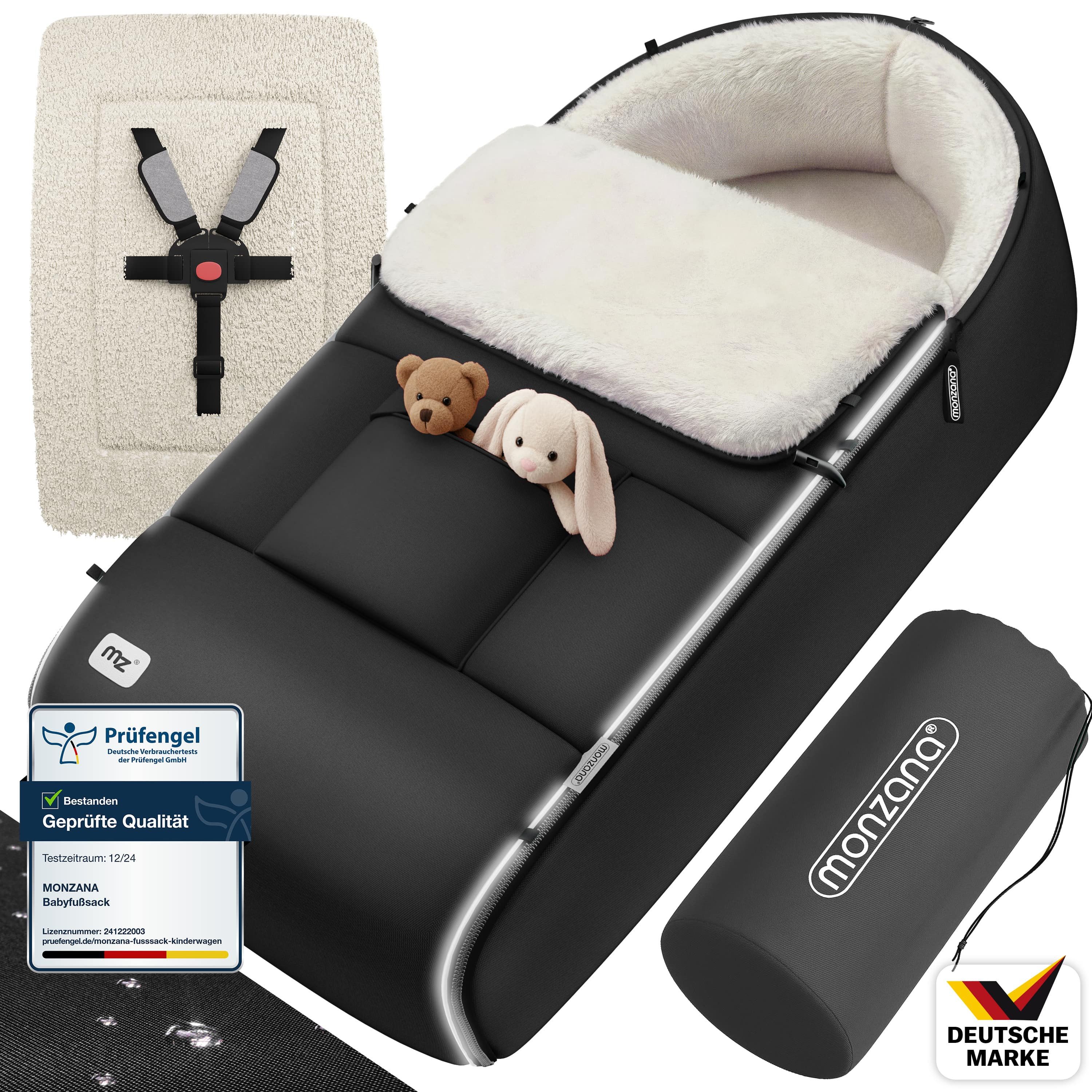 monzana Fußsack, Reflektoren-Streifen Waschbar Reißverschluss Kopfteil Wetterfest