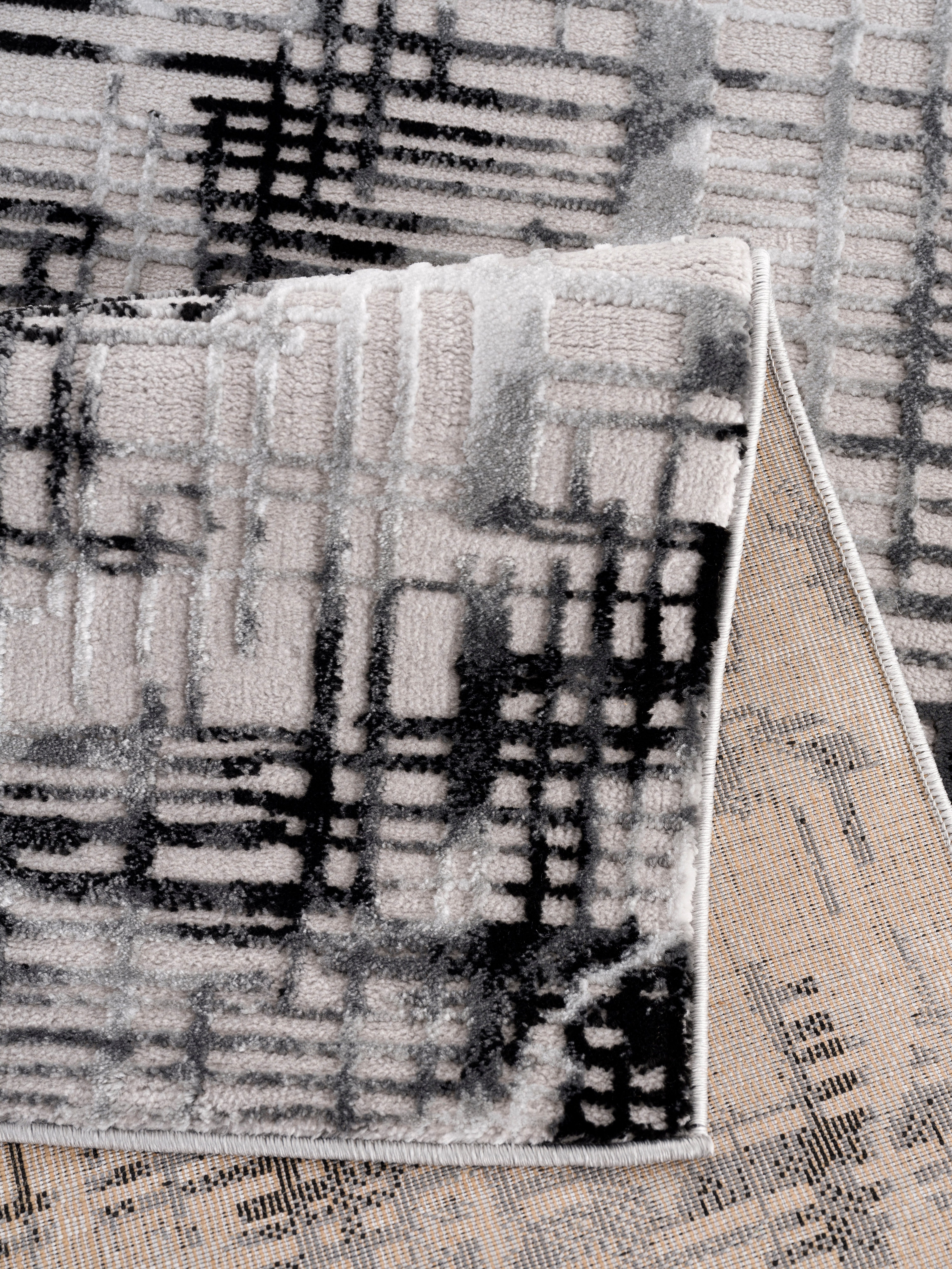 Teppich Cansu, my Glanz, dezenter Schrumpf Carving-Effekt rechteckig, 12 mm, grau Vintage, home, Höhe: Hoch-Tief-Struktur