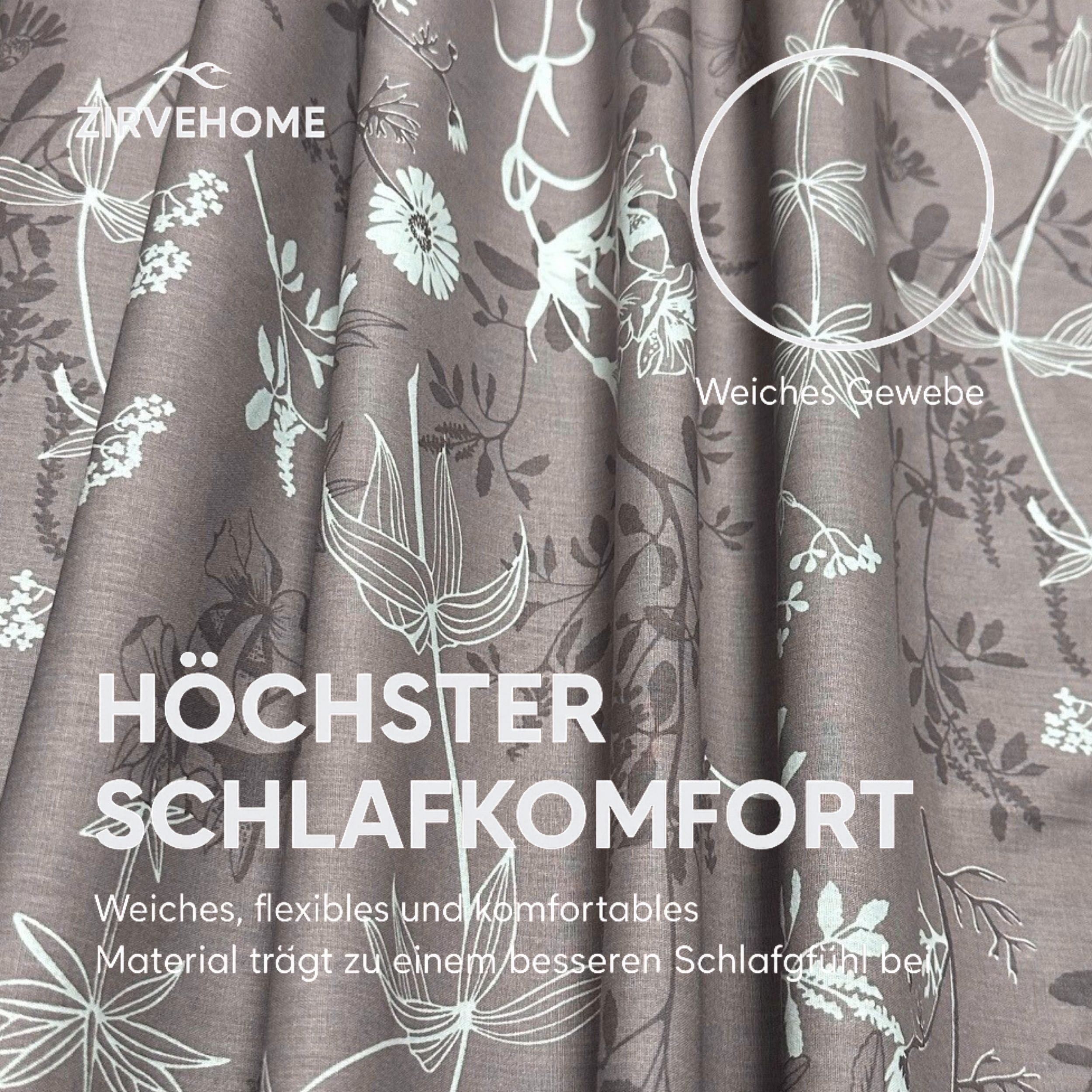 ZIRVEHOME Bettwäsche Baumwolle Bettbezug Braun Weiß Geblümt, Polina, Renfor günstig online kaufen