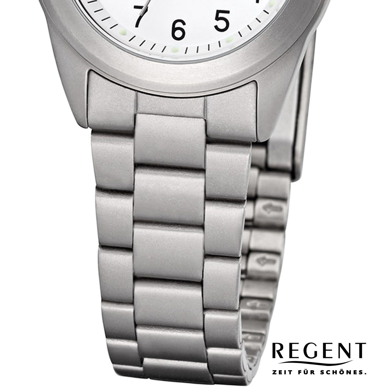 Quarzuhr Damen F-258 (ca. Metallarmband Quarzwerk, Regent Uhr klein rund, Damen Armbanduhr 26mm), Metall Regent