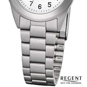 Regent Quarzuhr Regent Damen Uhr F-258 Metall Quarzwerk, (Analoguhr), Damen Armbanduhr rund, klein (ca. 26mm), Metallarmband