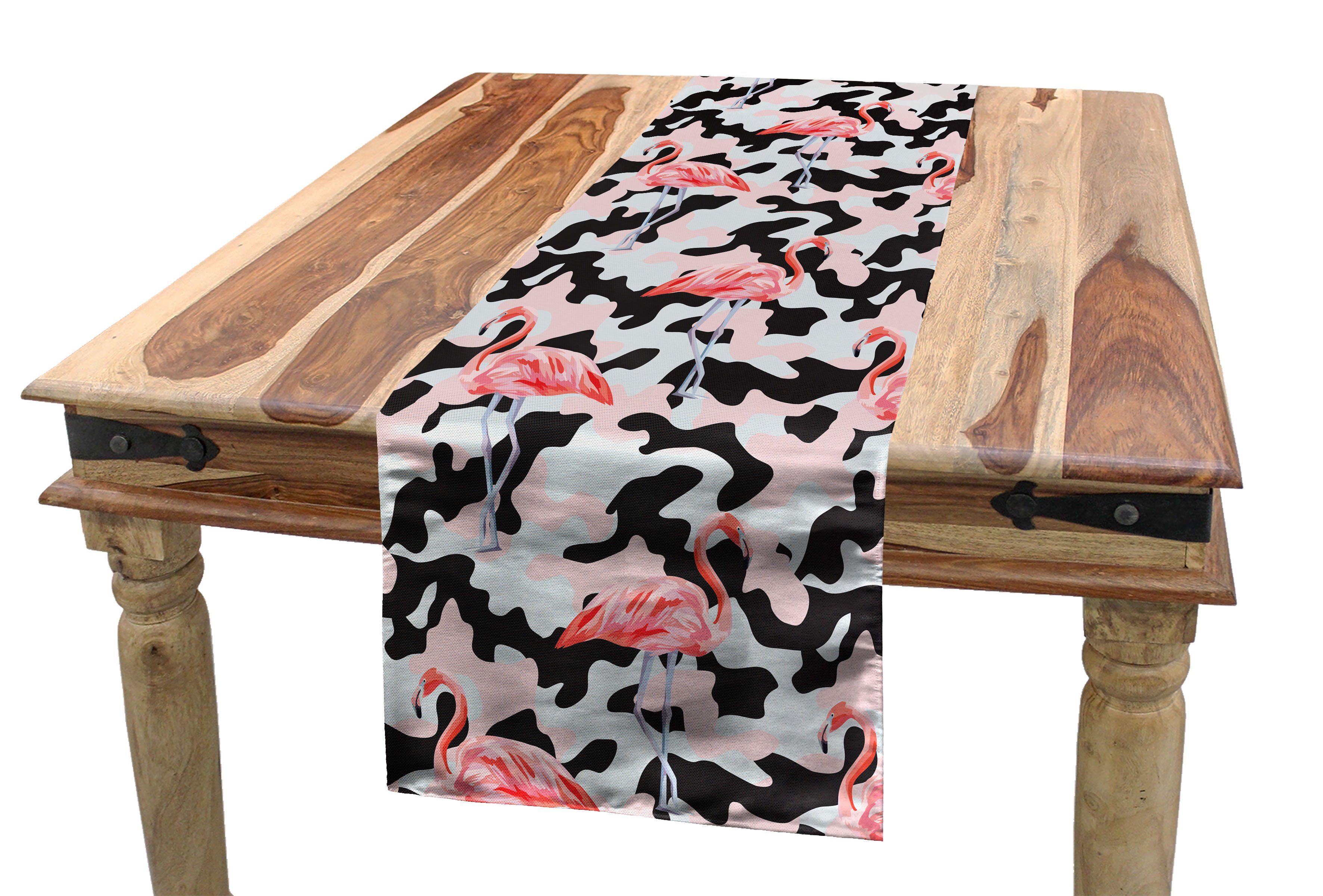Abakuhaus Tischläufer Esszimmer Küche Rechteckiger Dekorativer Tischläufer, Flamingo Aquarell Natur Camo