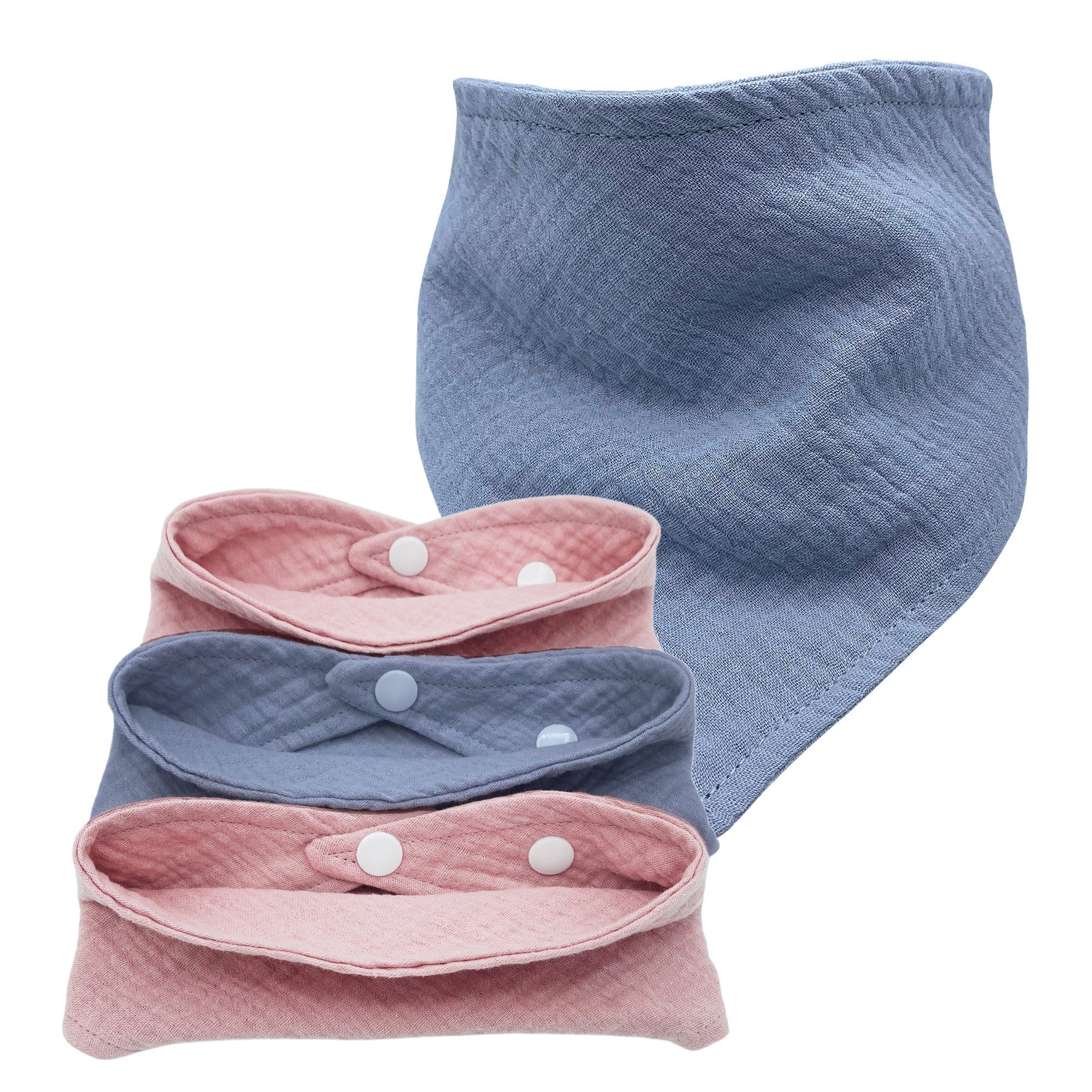 Angel's Baby Lätzchen Blau-Rosa Lätzchen) aus Dreieckstuch, Musselin, (Set, 4 Sabberlätzchen Halstücher, 4