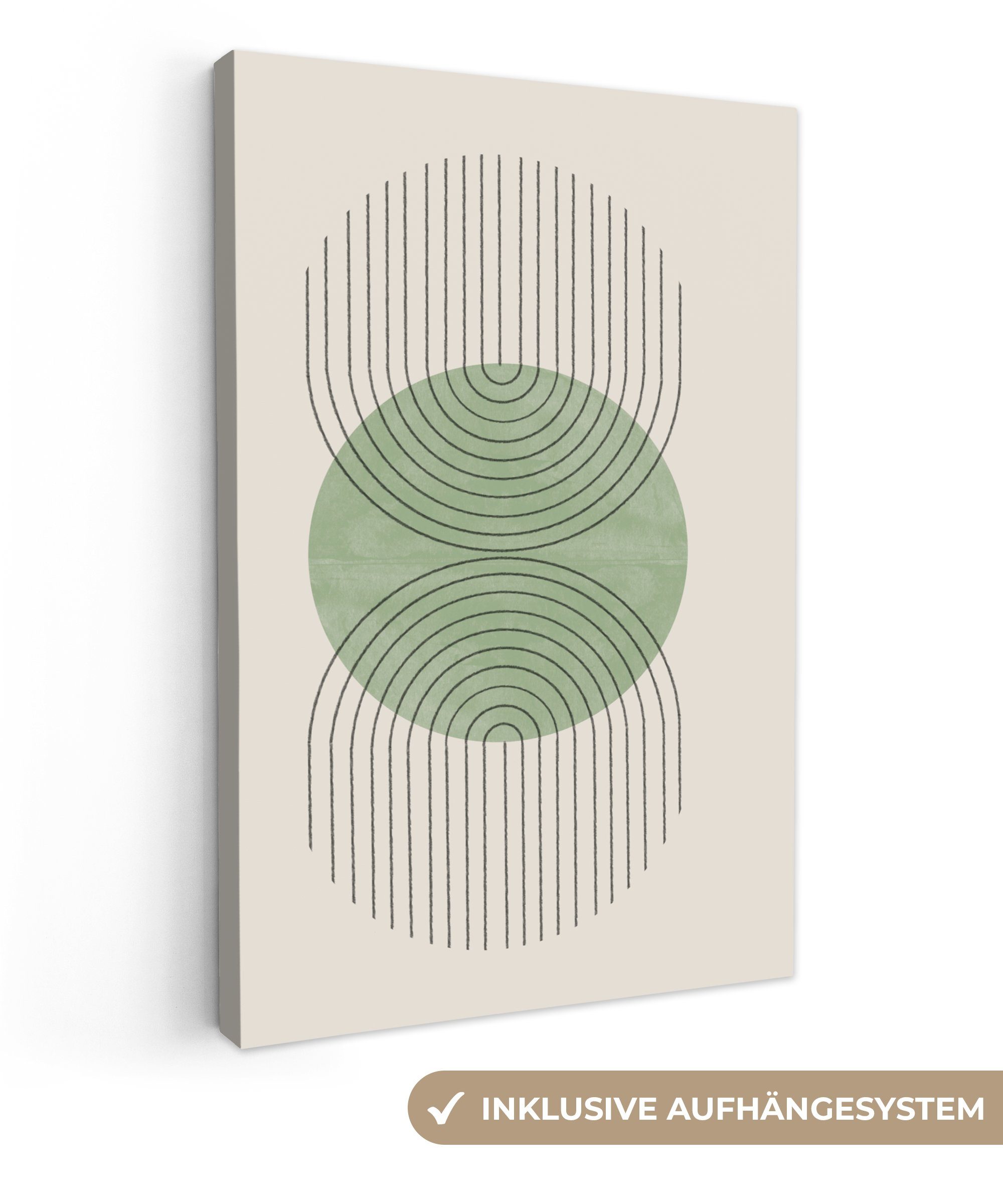 OneMillionCanvasses® Leinwandbild Kreis - Linien - Abstrakt - Grün, Fotodru günstig online kaufen