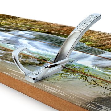 Kreative Feder Wandgarderobe Wandgarderobe "Wasserfälle" aus Holz, im Shabby-Chic-Design farbig bedruckt ca. 30x100cm 4 Doppel-Haken