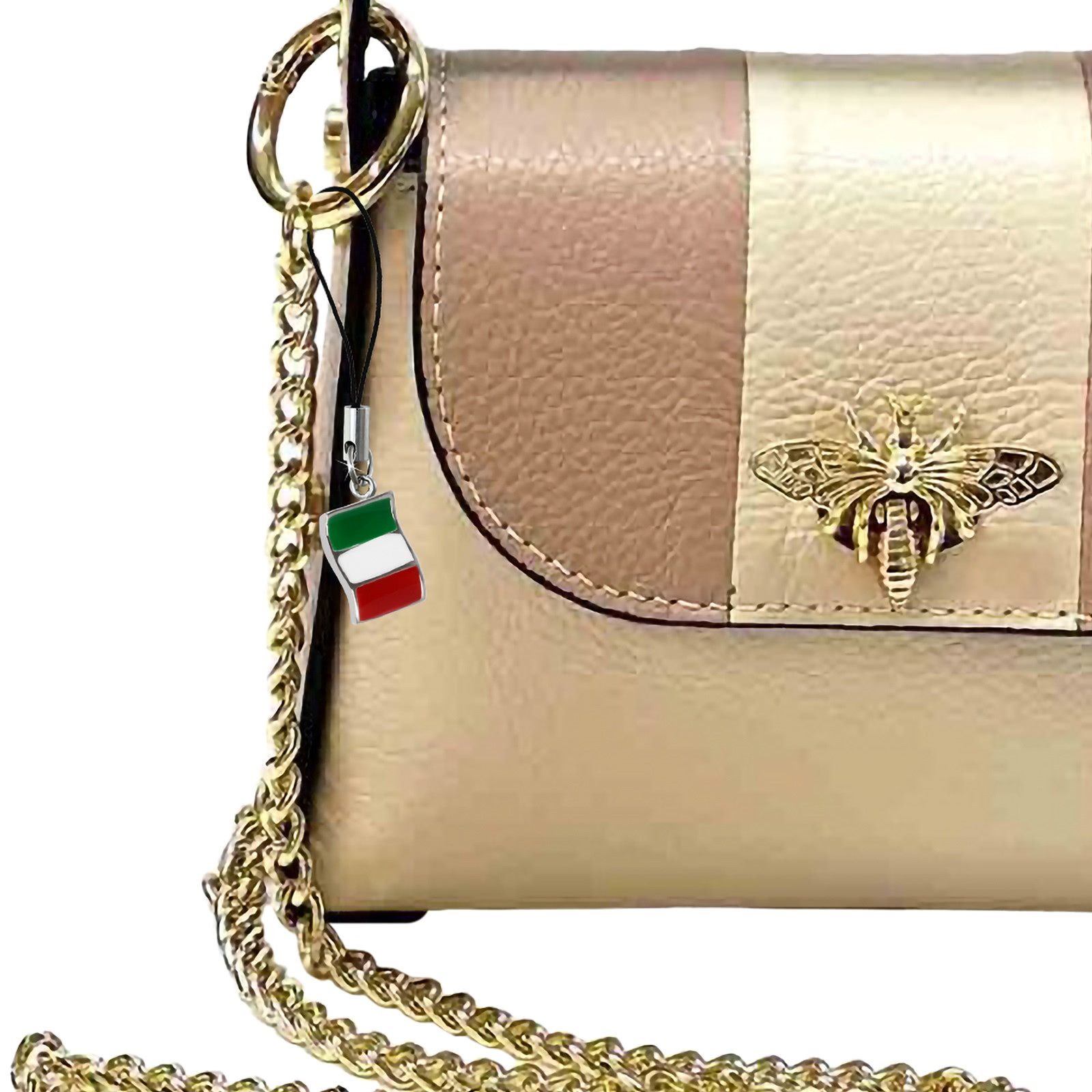 FLORENCE Umhängetasche Florence Tasche beige rosa Leder (Umhängetasche), Damen Umhängetasche Echtes Leder, beige, rosa ca. 14cm hoch