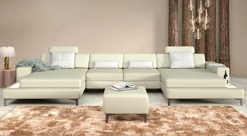 BULLHOFF Wohnlandschaft Wohnlandschaft Leder XXL Ecksofa Eckcouch U-Form Designsofa Leder LED Sofa Couch Cognac Braun »MÜNCHEN« von BULLHOFF