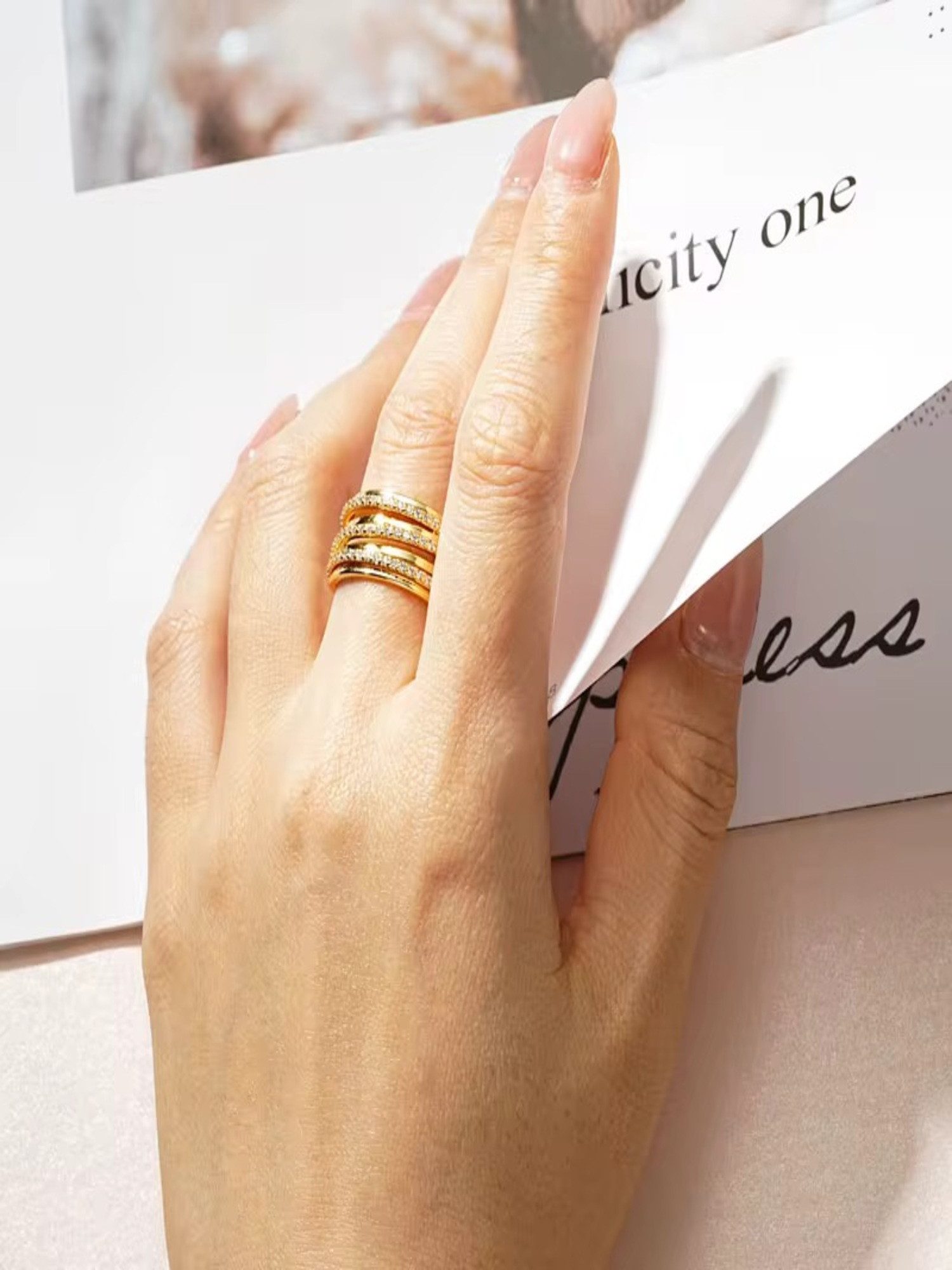 ROUGEMONT Fingerring Funkelnder Damen Ring Zirconia Pavé 18K Vergoldung