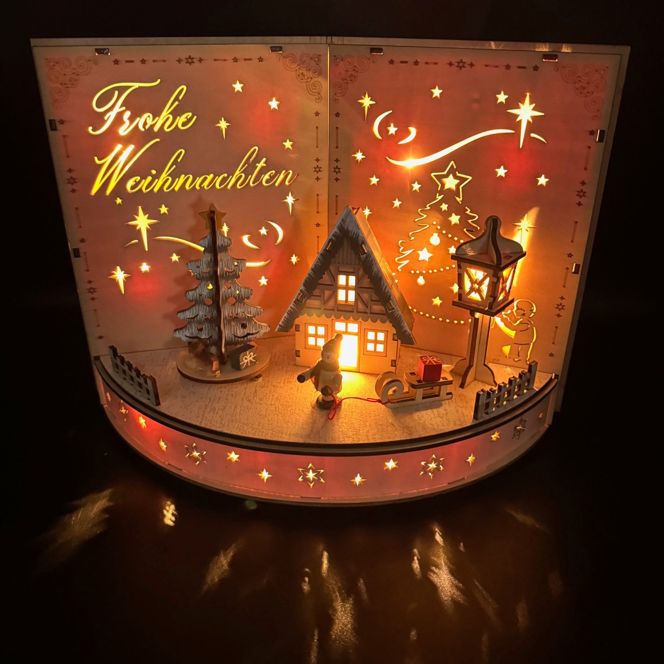 Online-Fuchs Weihnachtsdorf in einem Buch mit LED-Beleuchtung und Timer - W günstig online kaufen