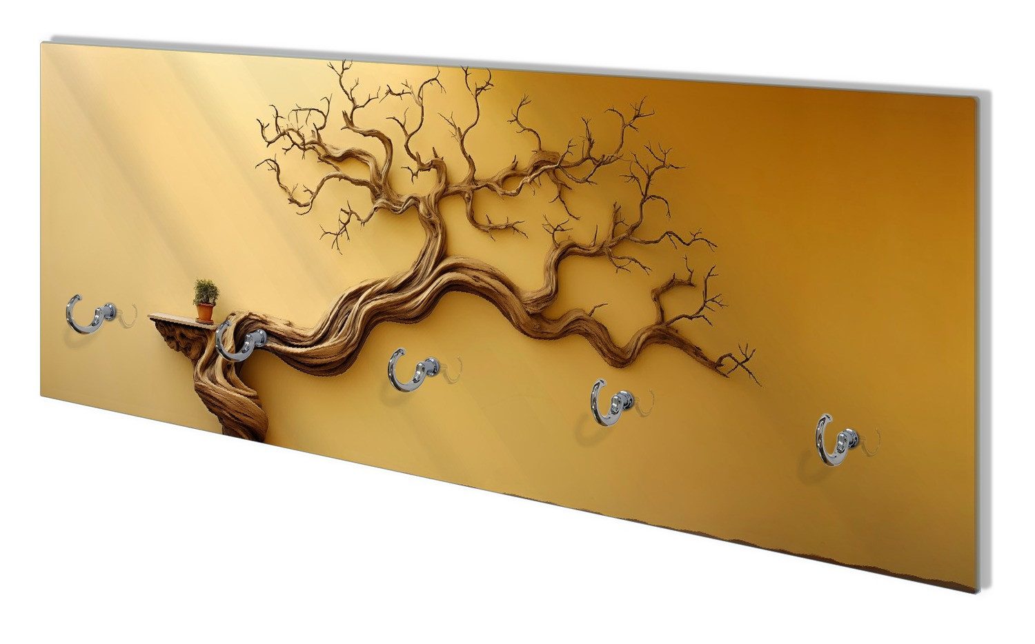 Wallario Garderobenpaneel Lebensbaum Skulptur (1-teilig, inkl. Haken und Befestigung), 80x30cm