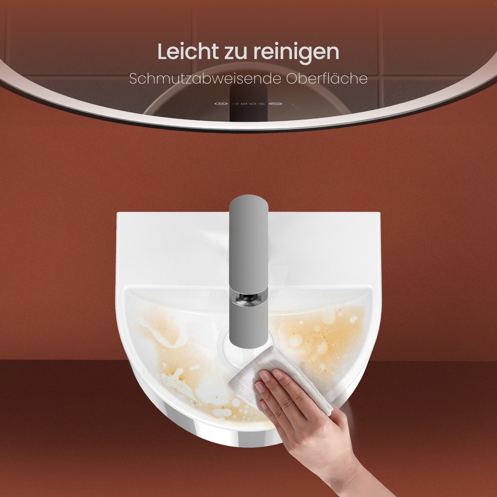 EMKE Aufsatzwaschbecken Hängewaschbecken Oval,extra klein Platzsparendes, leicht zu reinigen