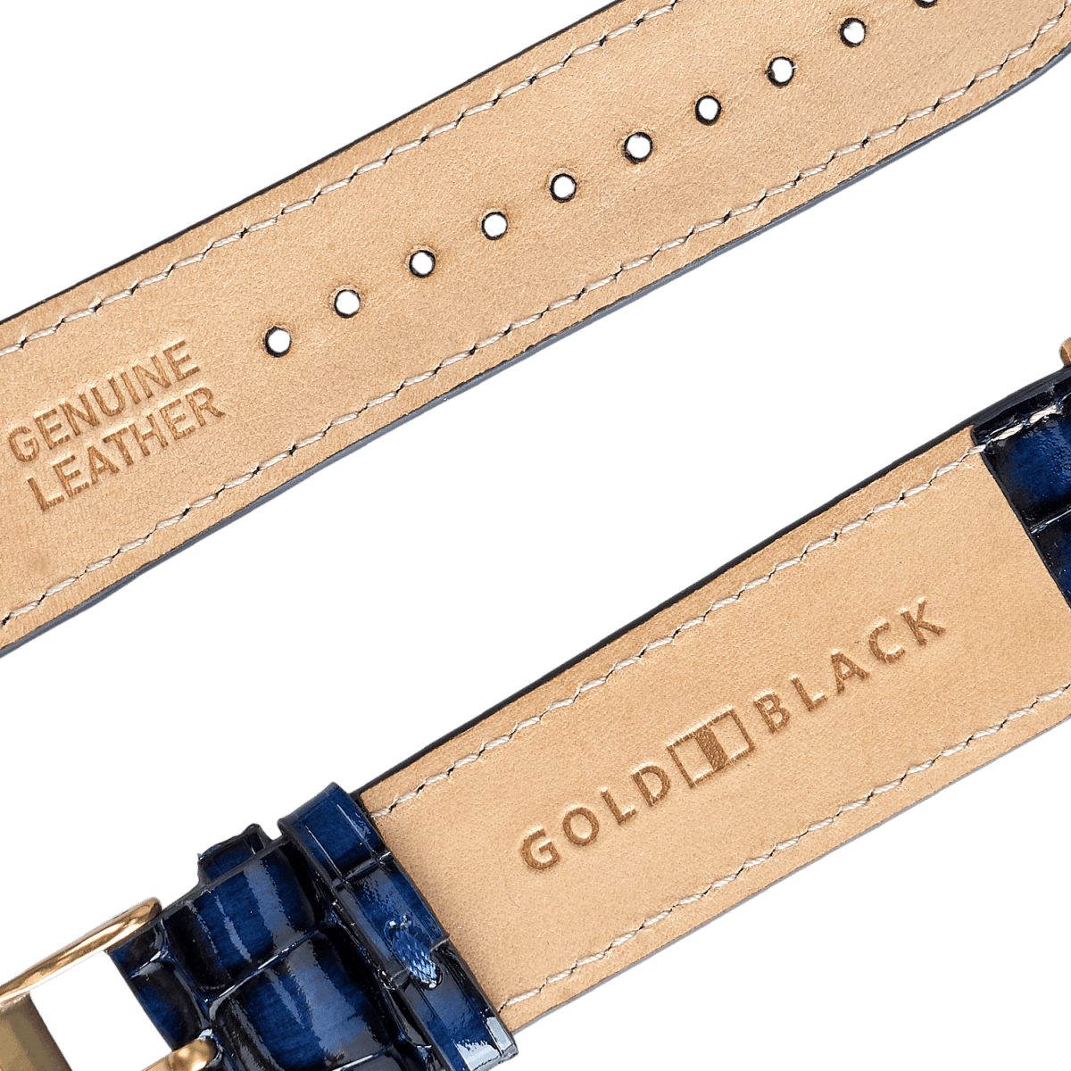 GOLDBLACK Smartwatch-Armband GOLDBLACK Apple Watch Armband MILANO-Design blau (Adapter gold)