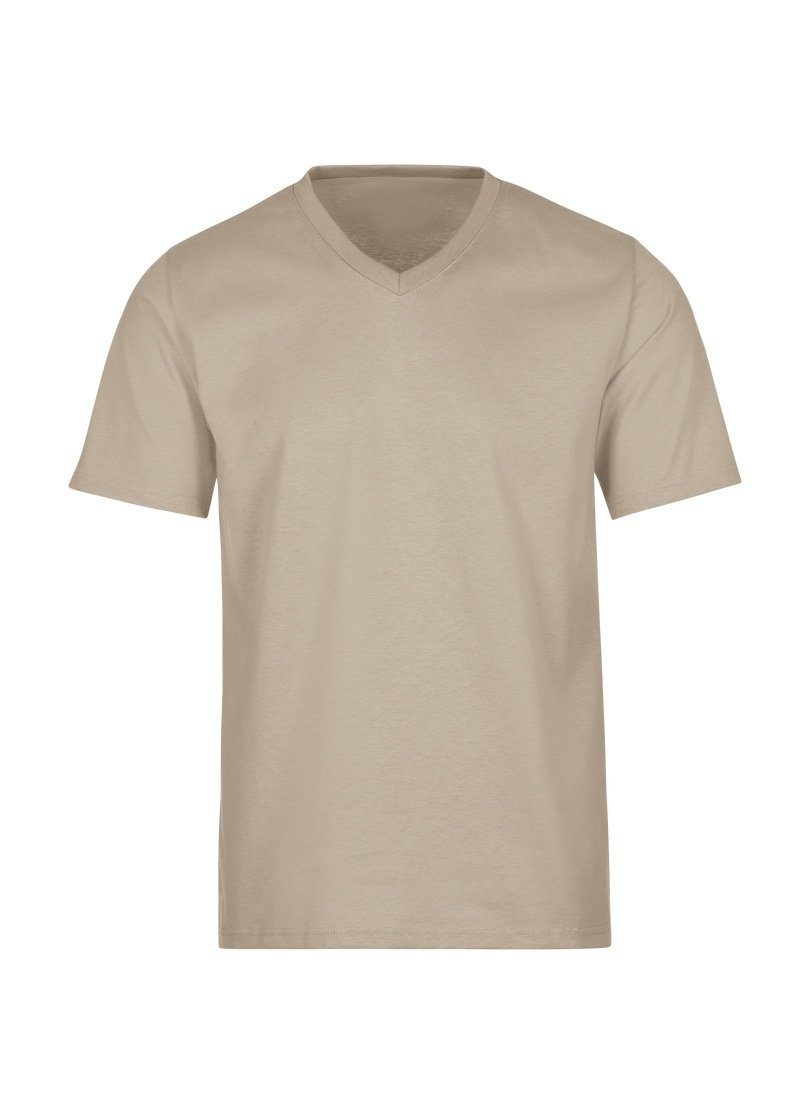 T-Shirt Baumwolle Trigema sand V-Shirt TRIGEMA DELUXE