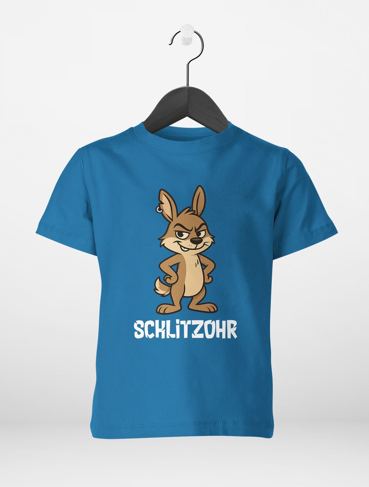Print-Shirt Kinder T-Shirt Jungen Schlitzohr Lustiges Hasenmotiv Comic Shirt für