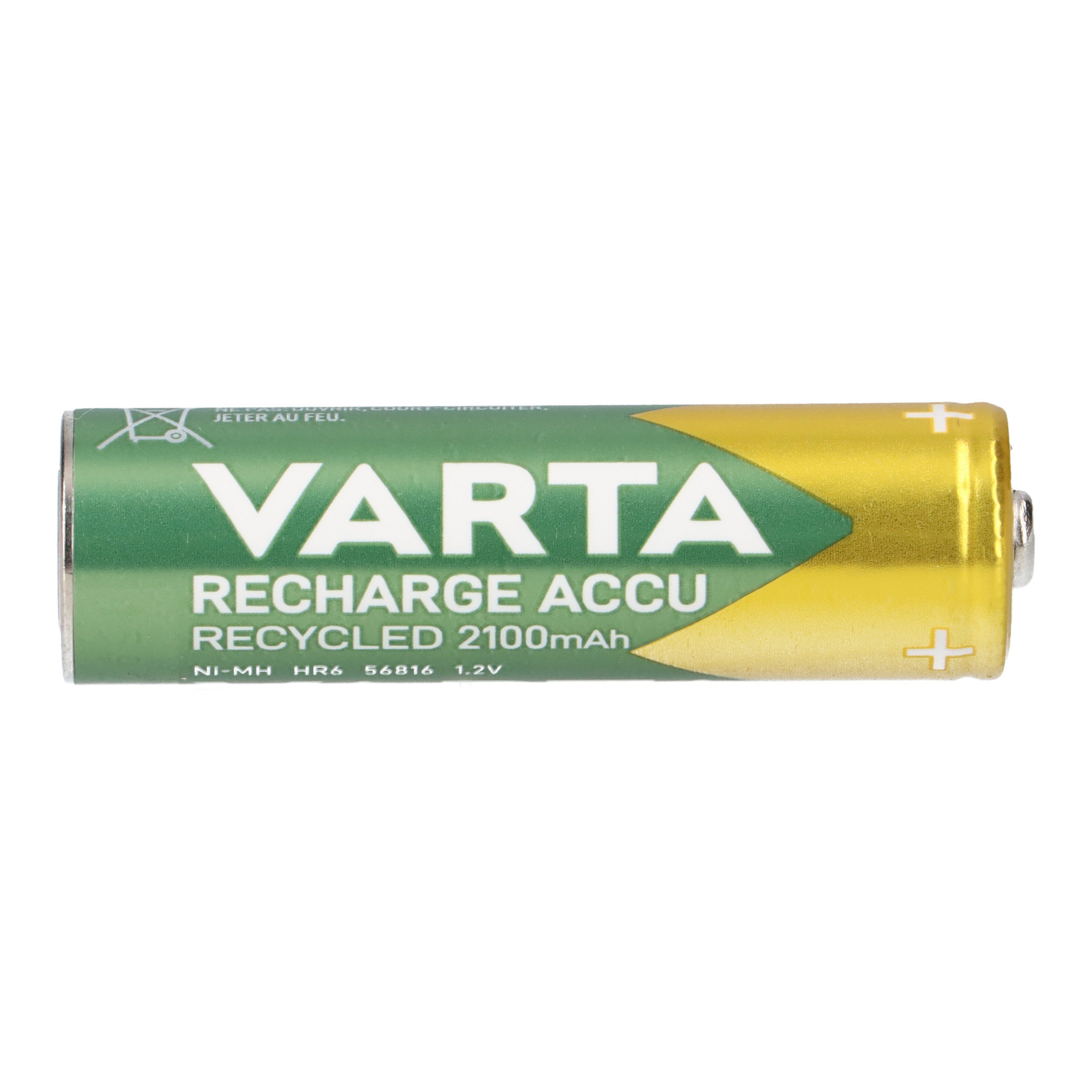 VARTA Varta Recharge AA Mignon Accu Recycled Ni-MH 1,2V 2100mAh 4er Blister Akku