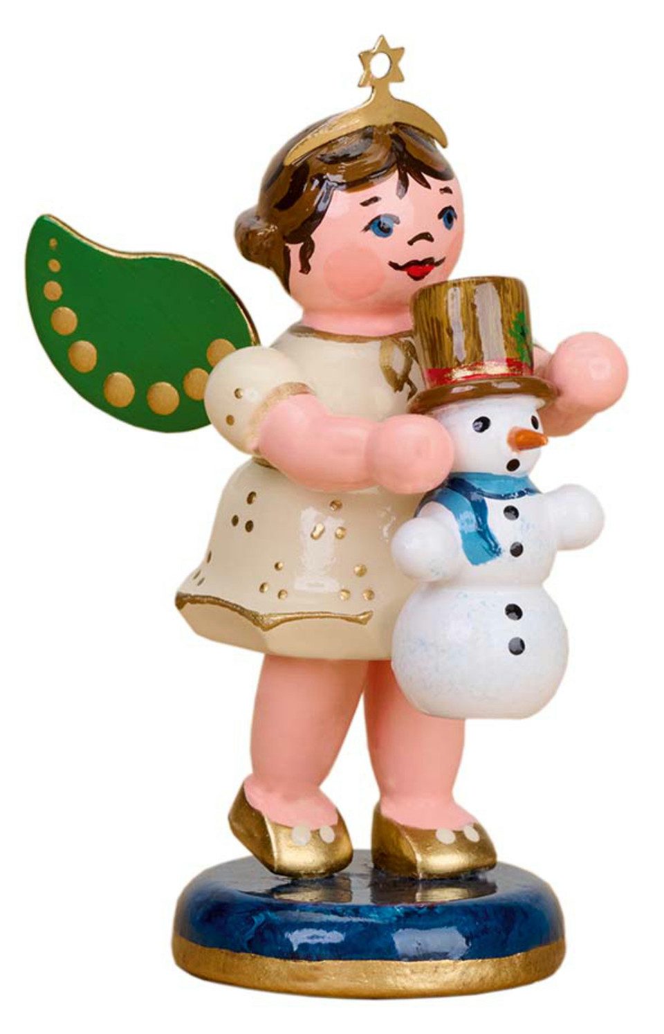 Hubrig Volkskunst Zschorlau Erzgebirge Engelfigur Hubrig Engel mit Schneemann