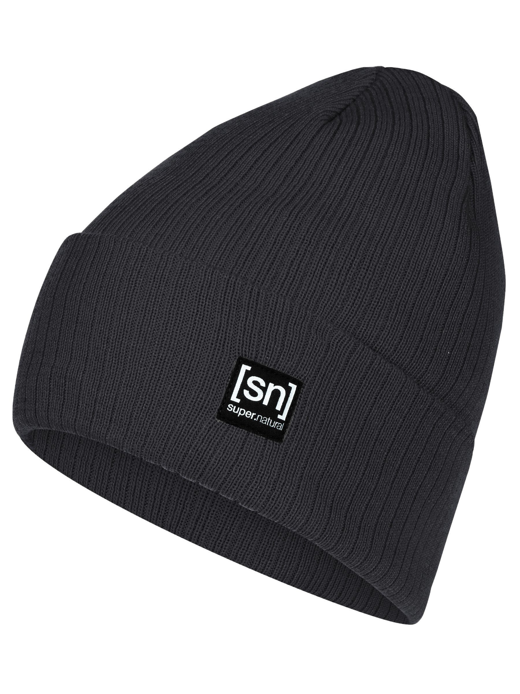 SUPER.NATURAL Beanie für Herren, aus Merino RIFFLER BEANIE funktioneller Merino-Materialmix