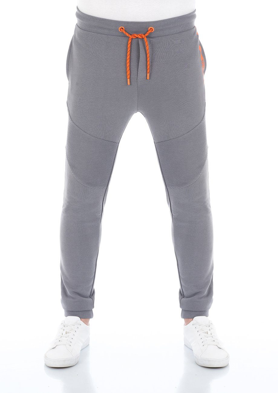 pflegeleichter Sweathose Jogginghose riverso aus (23300) Fit RIVTill Herren Grey Trainingshose Middle Baumwollmischung Slim