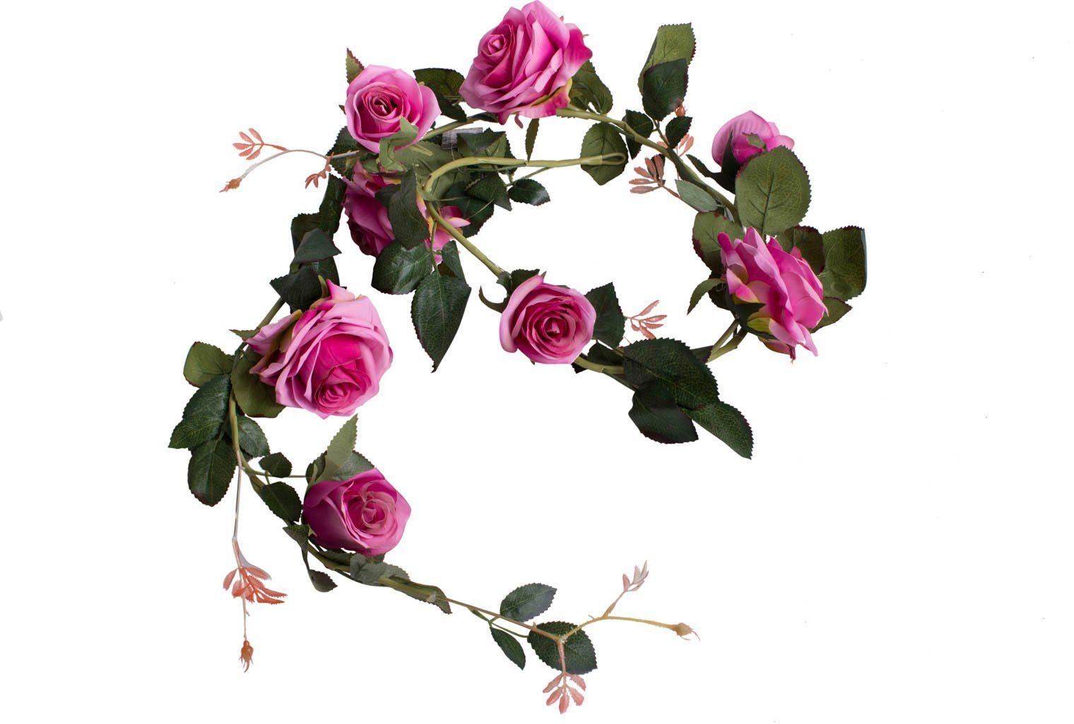 Kunstblume Rosengirlande Dijon Rose, Botanic-Haus, Höhe 10 cm, Auch ohne  grünen Daumen sehr pflegeleicht