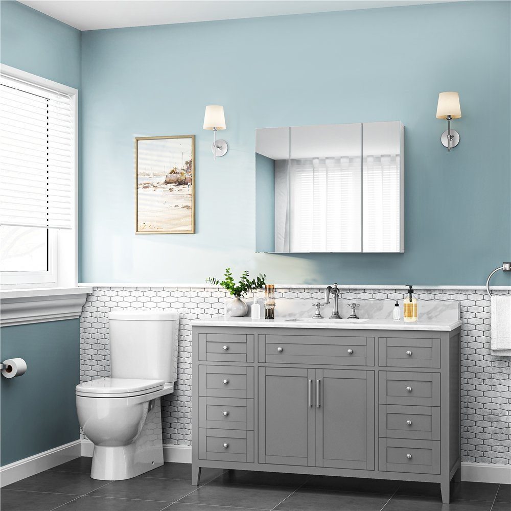 Yaheetech Spiegelschrank Hängeschrank Badezimmerschrank mit Spielgeltüren, günstig online kaufen