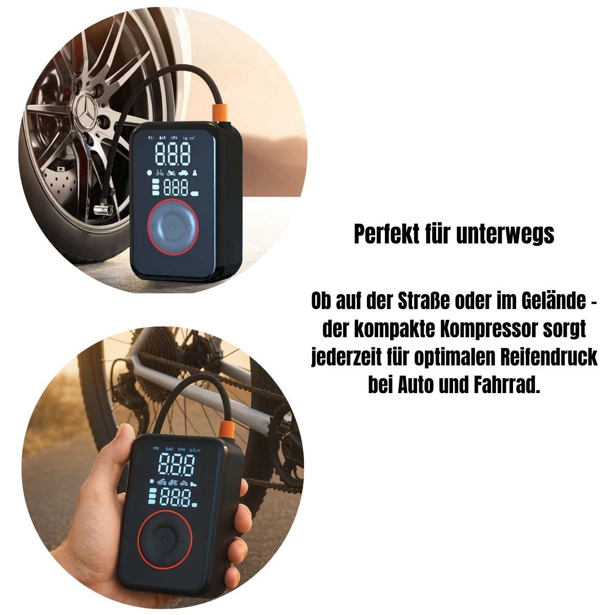 Patona Elektropumpe PATONA elektrische Luftpumpe, tragbarer Akku-Kompressor, 150 PSI, Dank Akku der ideale Begleiter für unterwegs. – Bild 4 von 5