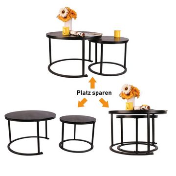 BIGTREE Couchtisch 2er Set Couchtisch Rund Beistelltisch