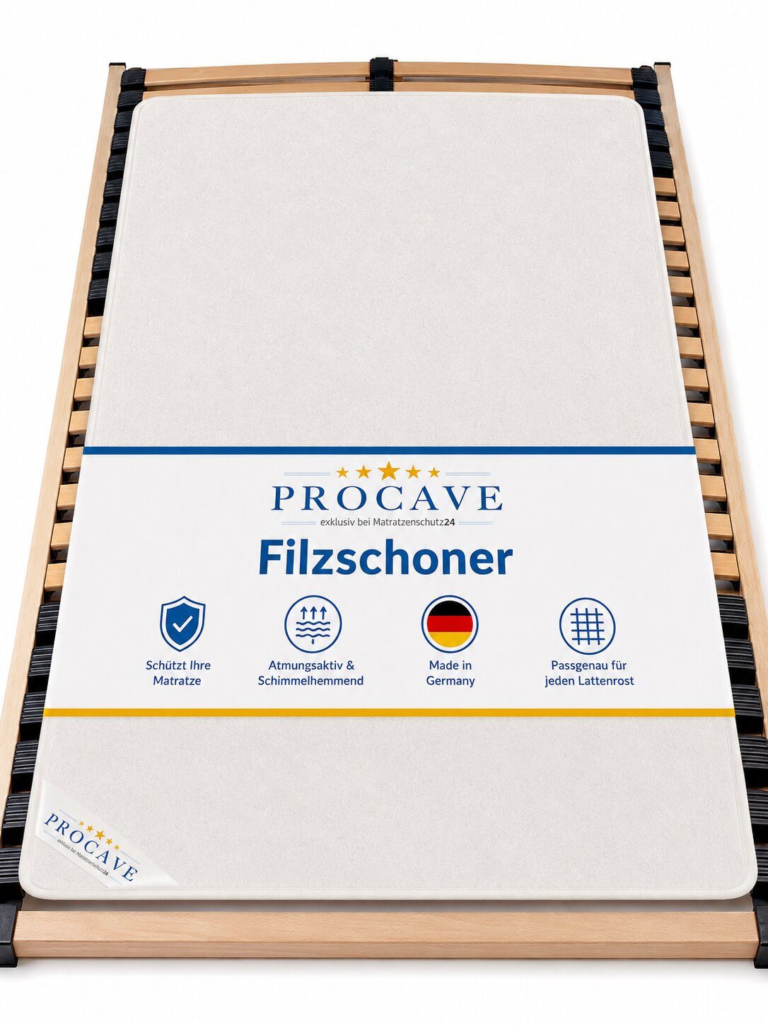 Matratzenschoner Filzschoner Lattenrost Matratzenschutz Made in Germany div. Größen PROCAVE, Matratzenunterlage atmungsaktiv, 70x140 cm