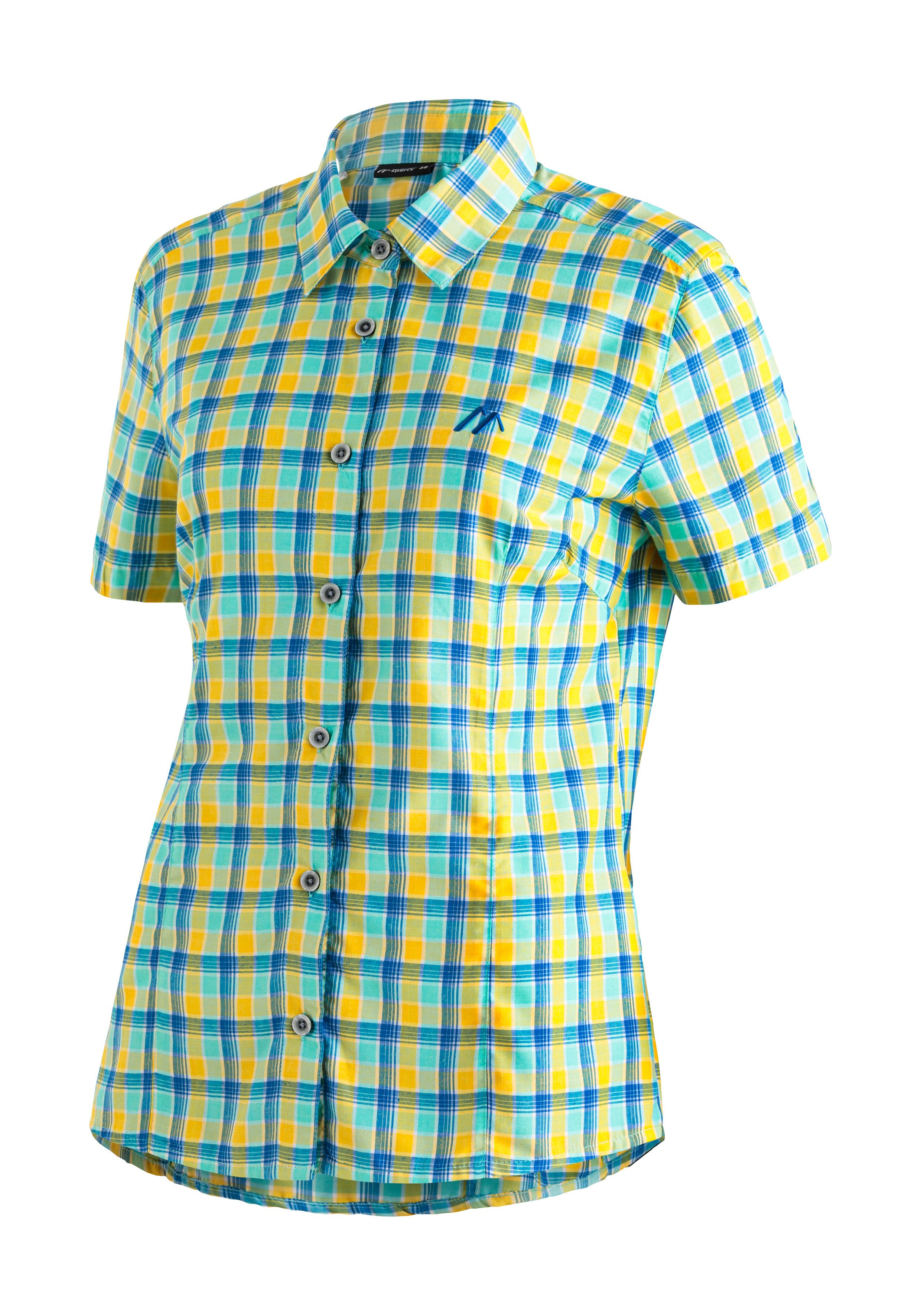 Maier Sports Funktionsbluse Philina Karierte Kurzarm-Bluse für Wandern, Reisen und Freizeit