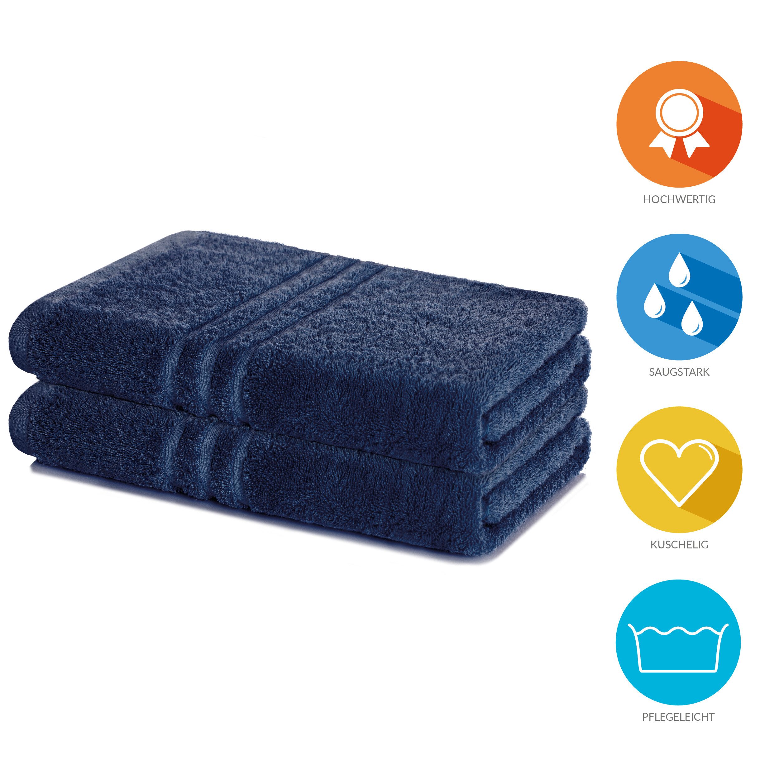 Lavea Duschtuch Elena Frottee Duschtücher Set 70x140 cm Handtücher, 100% Baumwolle (2er Set), Dusch-Handtuch, 500 g/m² Frottier, weich & saugstark, pflegeleicht – Bild 2 von 5
