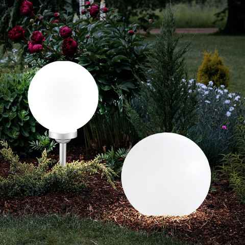 etc-shop LED Gartenleuchte, LED-Leuchtmittel fest verbaut, 2x LED Solarleuchte Gartenleuchte Steckleuchte