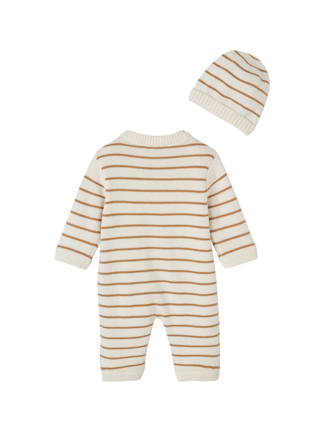 vertbaudet Overall Baby-Set aus gestreiftem Strick: Overall & Mütze