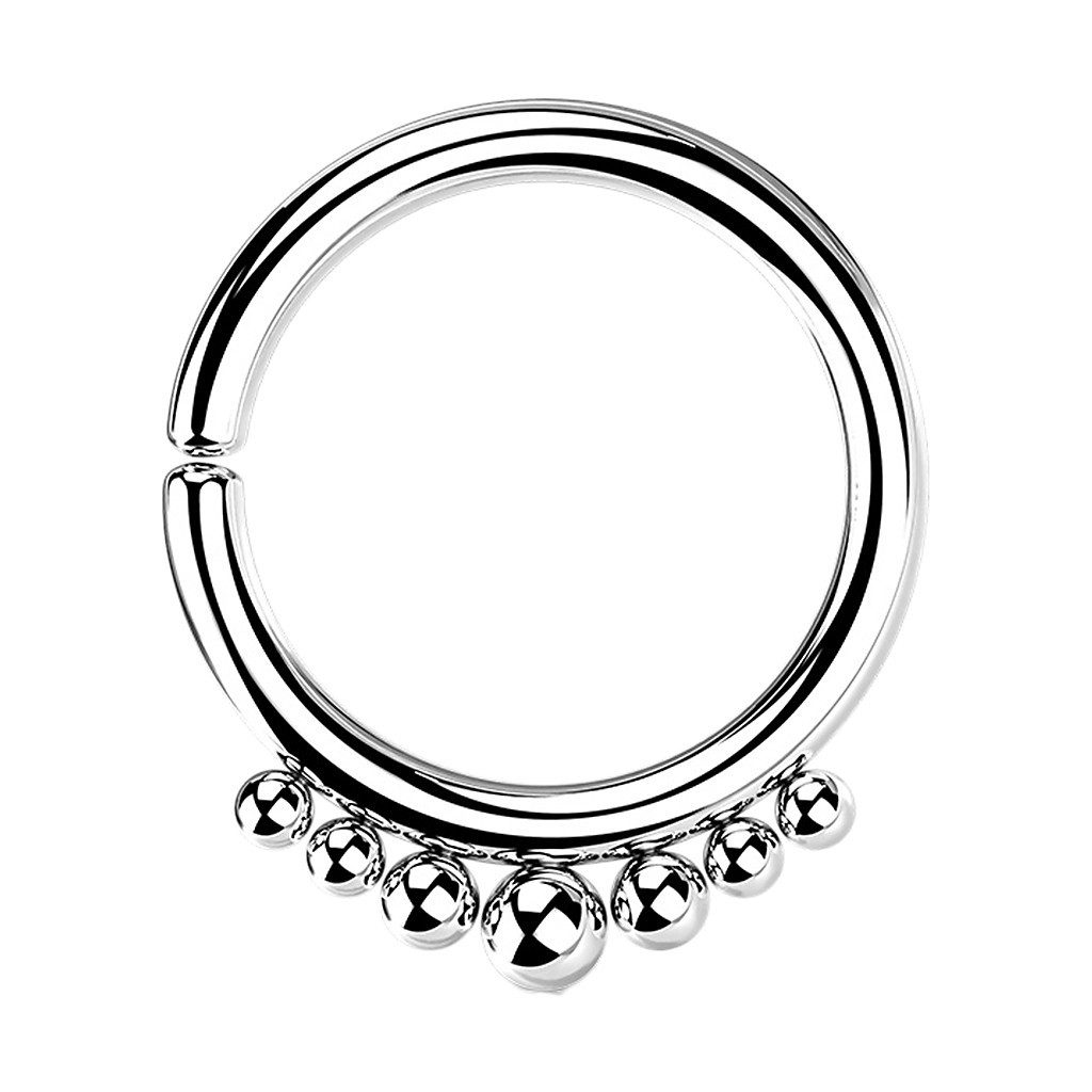 Nasenpiercing Septum Tragus Piercing biegsamer Ring mit Kugeln Silber 1,0mm x 8mm
