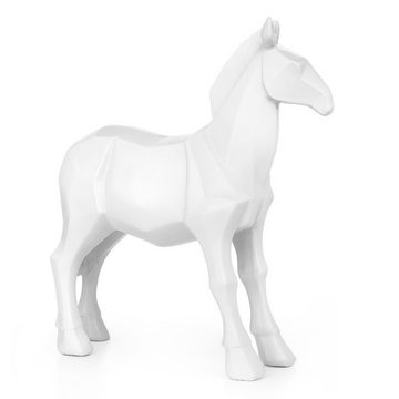 Moritz Dekofigur Polygonal Pferd weiß, Polyresin Figuren Deko Geschenk Geometrische TierFigur Modern Skulptur