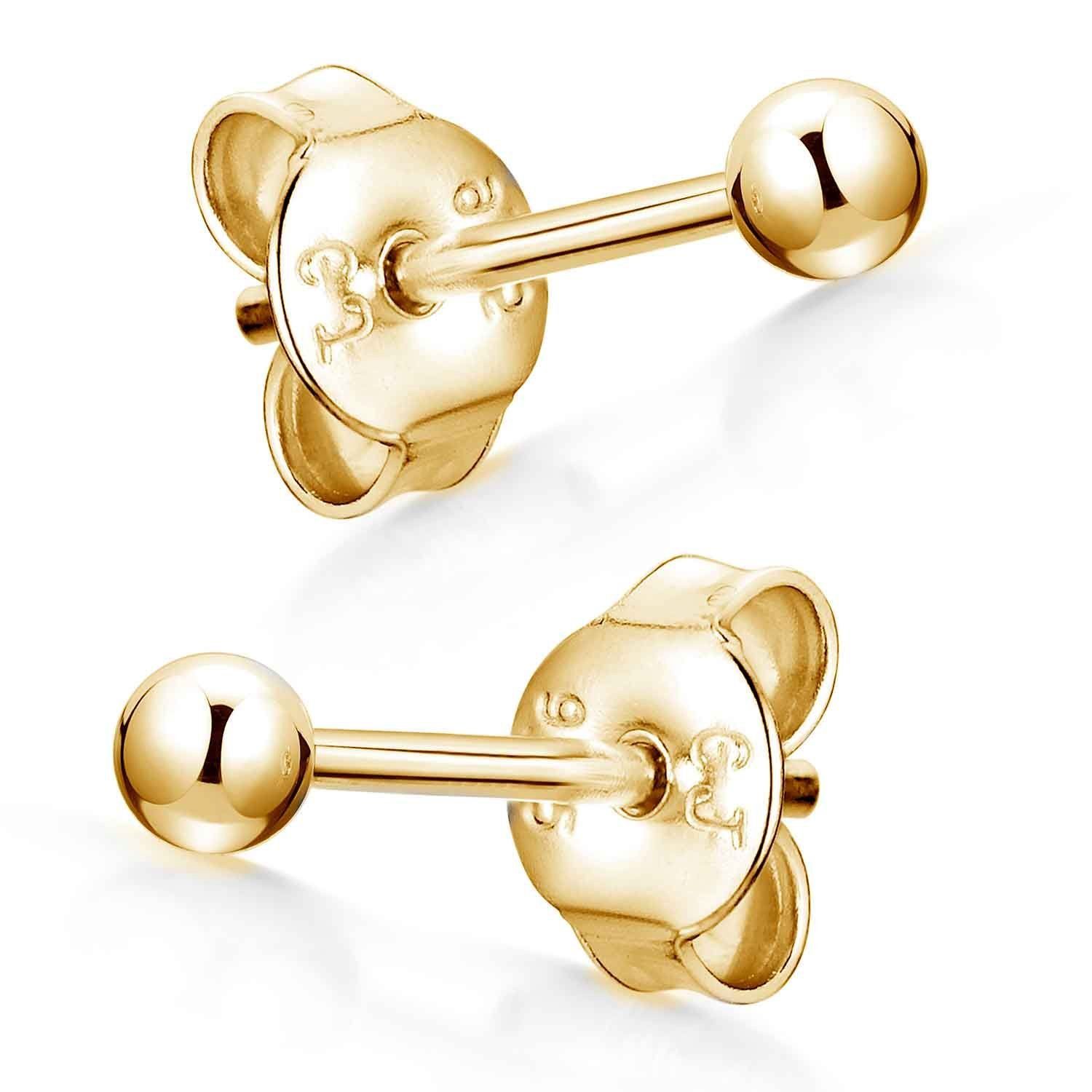 Materia Paar Ohrstecker Kugel Ohrstecker Gelbgold Basic 3-6mm SO-346, 925 Sterling Silber