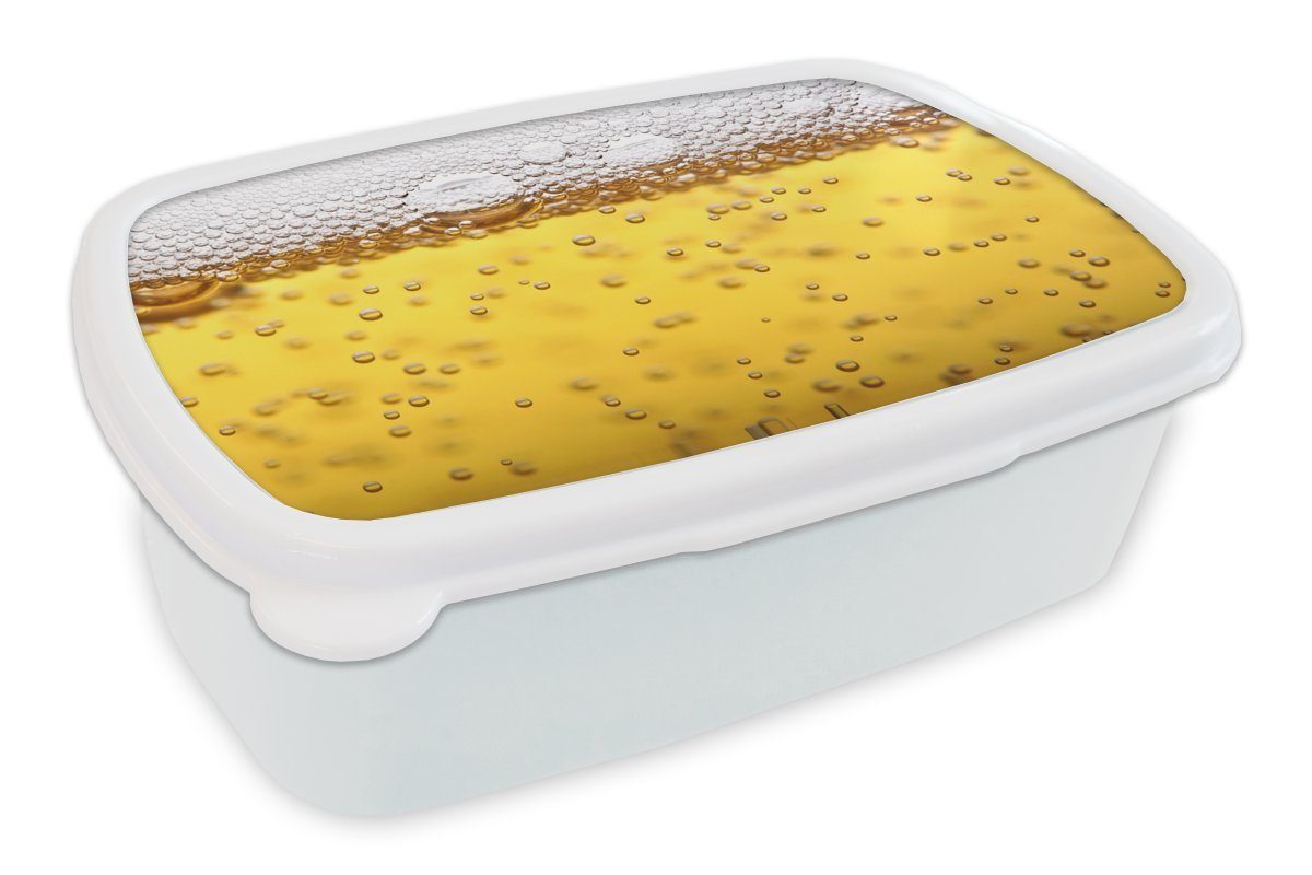 MuchoWow Lunchbox Bierblasen (2-tlg), Brotbox für und und Kinder Glas, Brotdose, weiß für Erwachsene, Mädchen Jungs im Kunststoff