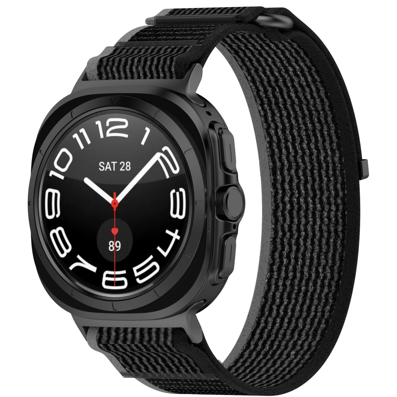 Wigento Smartwatch-Armband Für Samsung Galaxy Watch Ultra 47mm Nylon Klettverschluss Arm Band M3