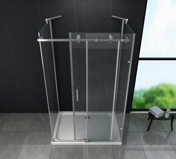 Home Systeme Runddusche VANNES U Form Duschkabine Dusche Duschwand Duschabtrennung Duschtür, BxT: 100x80 cm