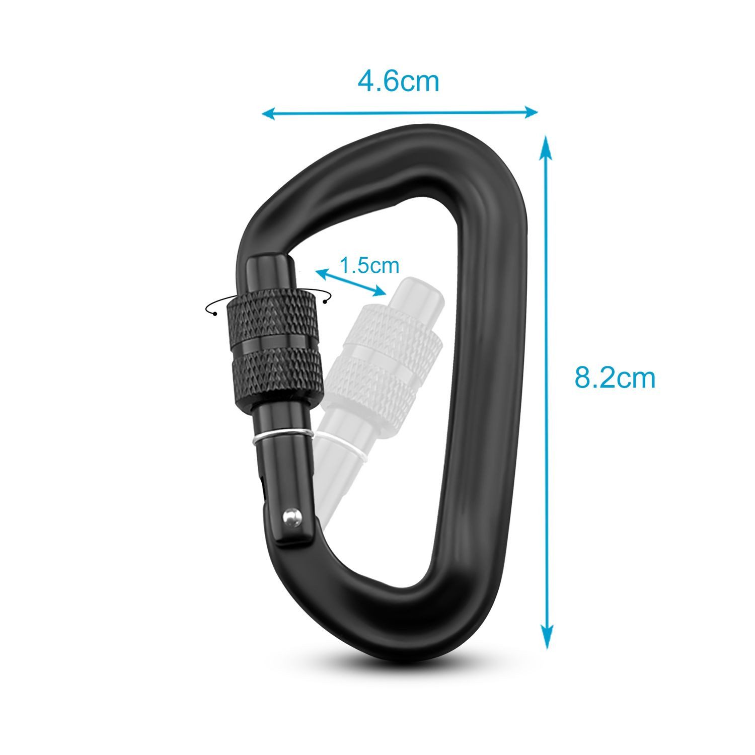 Intirilife Karabiner, (4 St), 4er Set Karabiner in schwarz