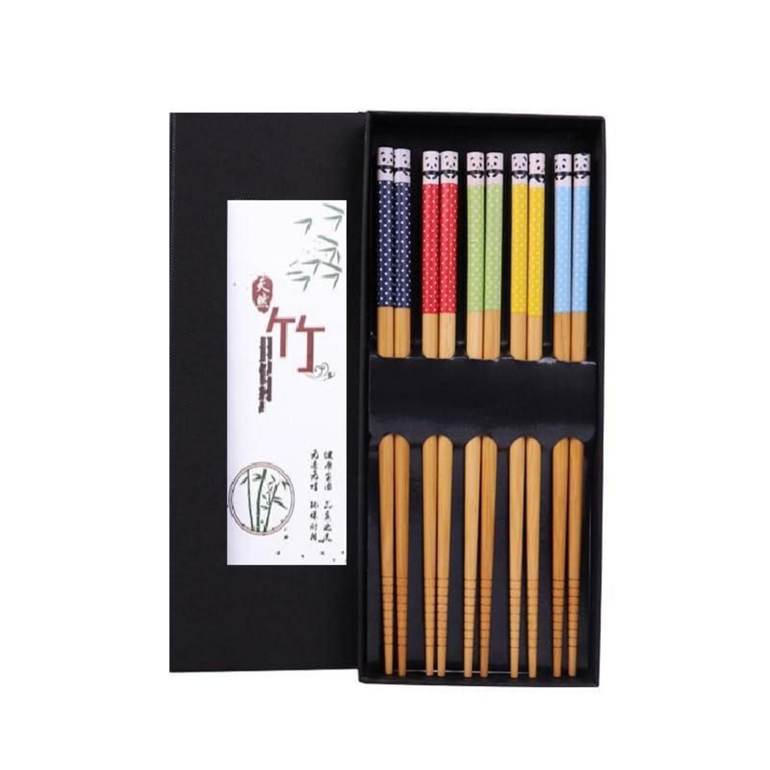 LuxusKollektion Essstäbchen Essstäbchen 5er Set Bambus Einzigartiges Muster