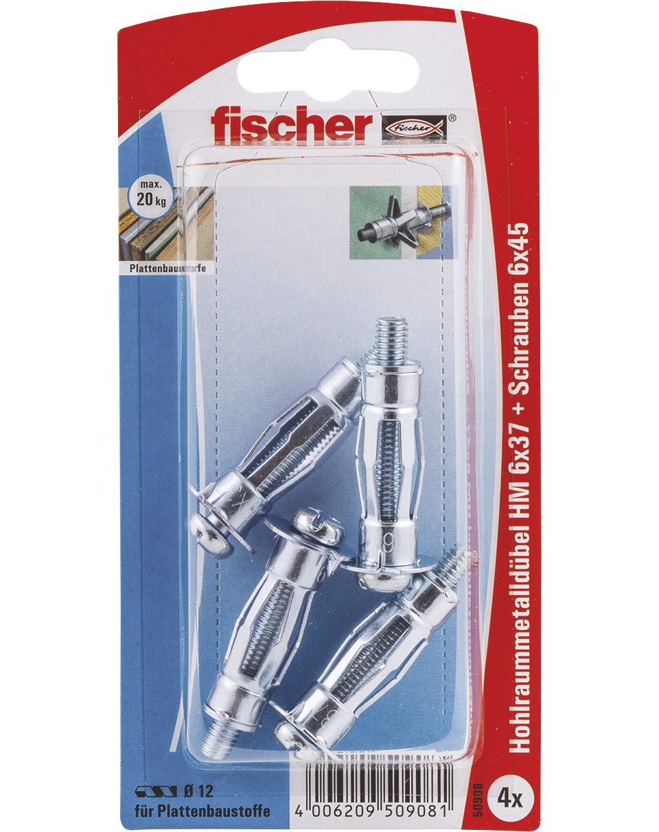 Schrauben- und Dübel-Set Fischer Hohlraumdübel 6.0 x 37 mm - 4 Stück
