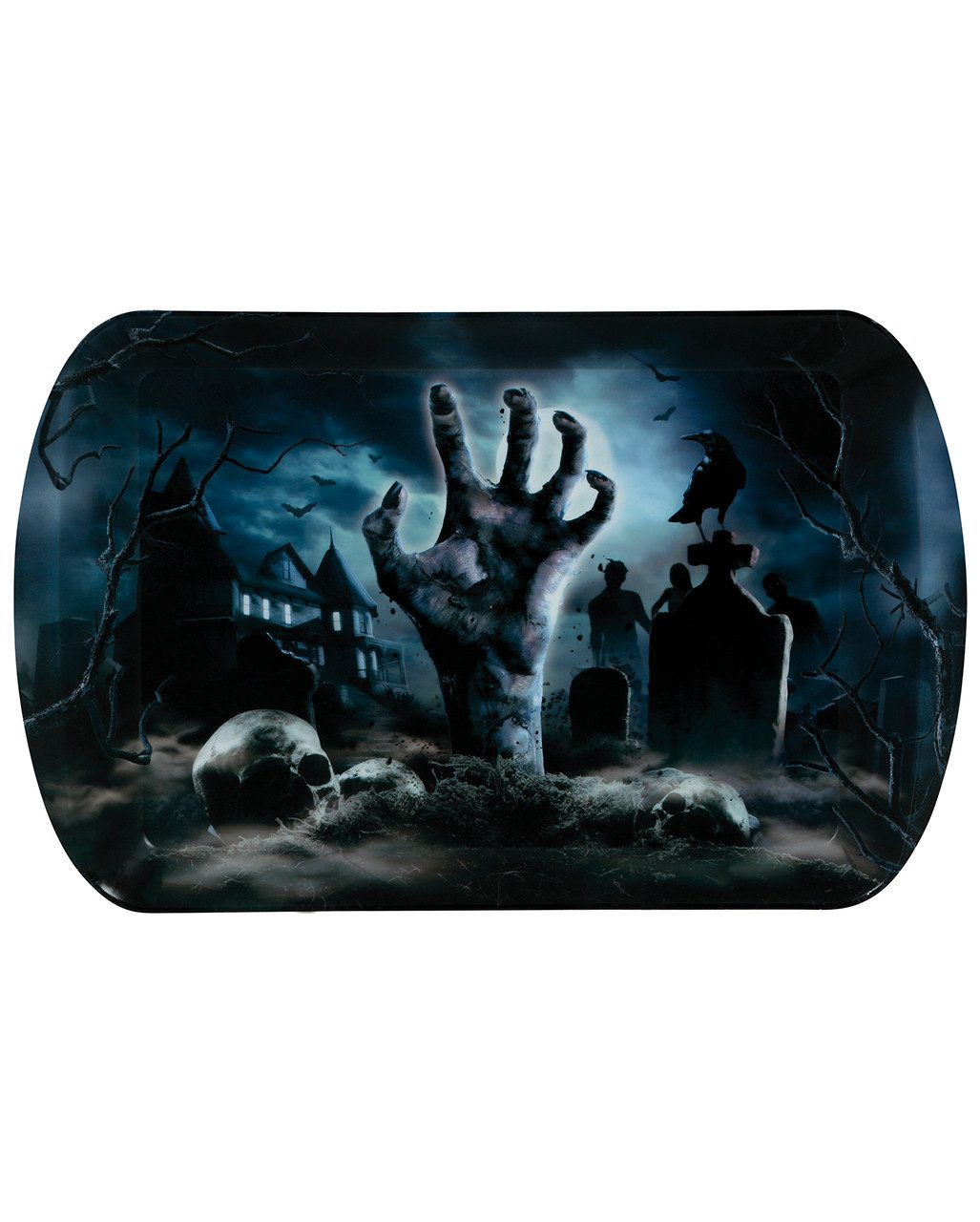 Horror-Shop Zombie-Kostüm Zombie Friedhof Tablett als Halloween Tischdeko von Horror-Shop