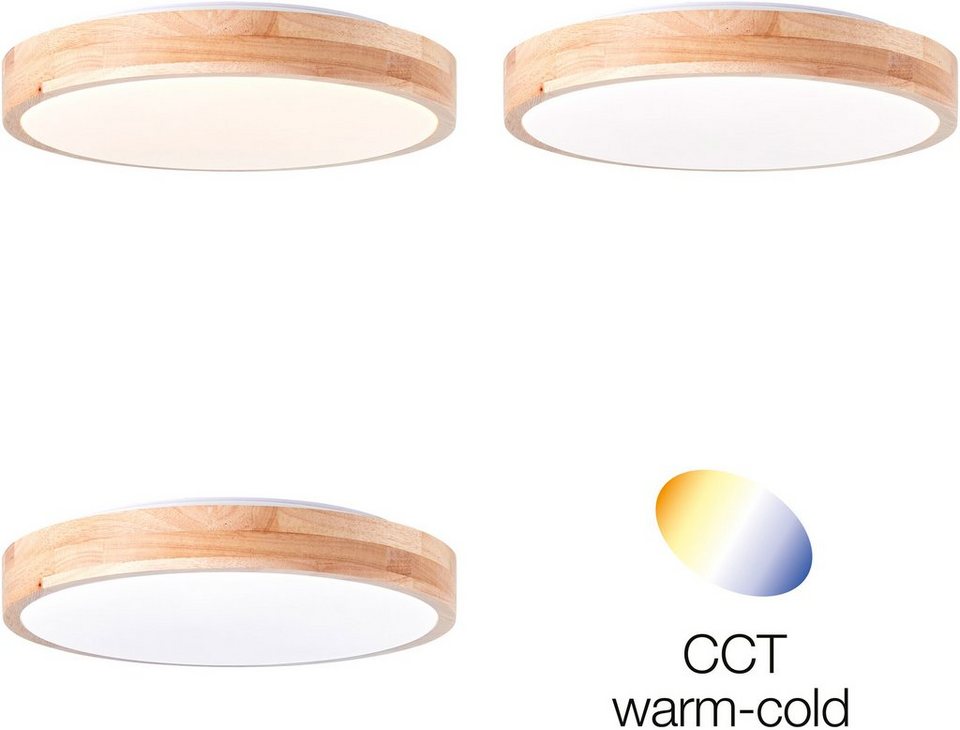 Brilliant Deckenleuchte Slimline, 3000-4000K, Lampe, Slimline Wand- und  Deckenleuchte 34cm holz hell/weiß, 1x LED in